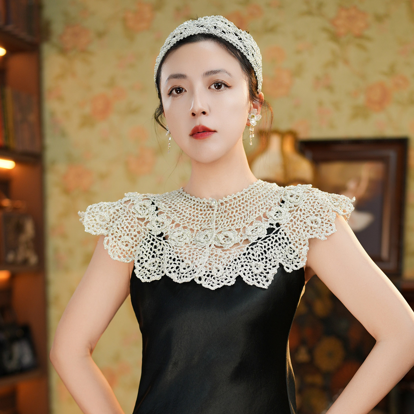 天使之翼 2026新品纯手工编织假领夏季春夏时尚法式优雅披肩女士