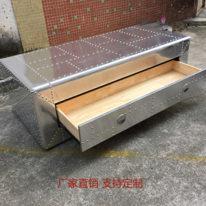 loft工业风格家具 复古个性铝皮客厅酒店茶几 储物方形茶几定制