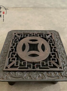 民俗老物件老铁火盆仿古老式铸铁火盆复古装饰摆件取暖炭火盆装饰