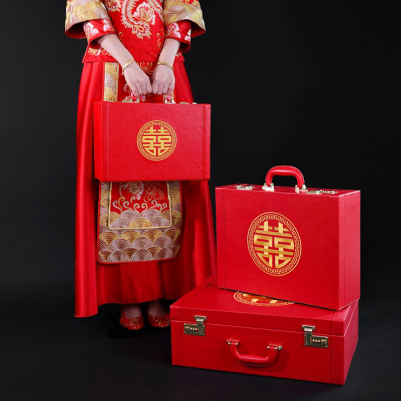 订婚彩礼钱盒子礼金盒彩礼盒提亲聘礼箱定亲现金10万结婚装钱箱子