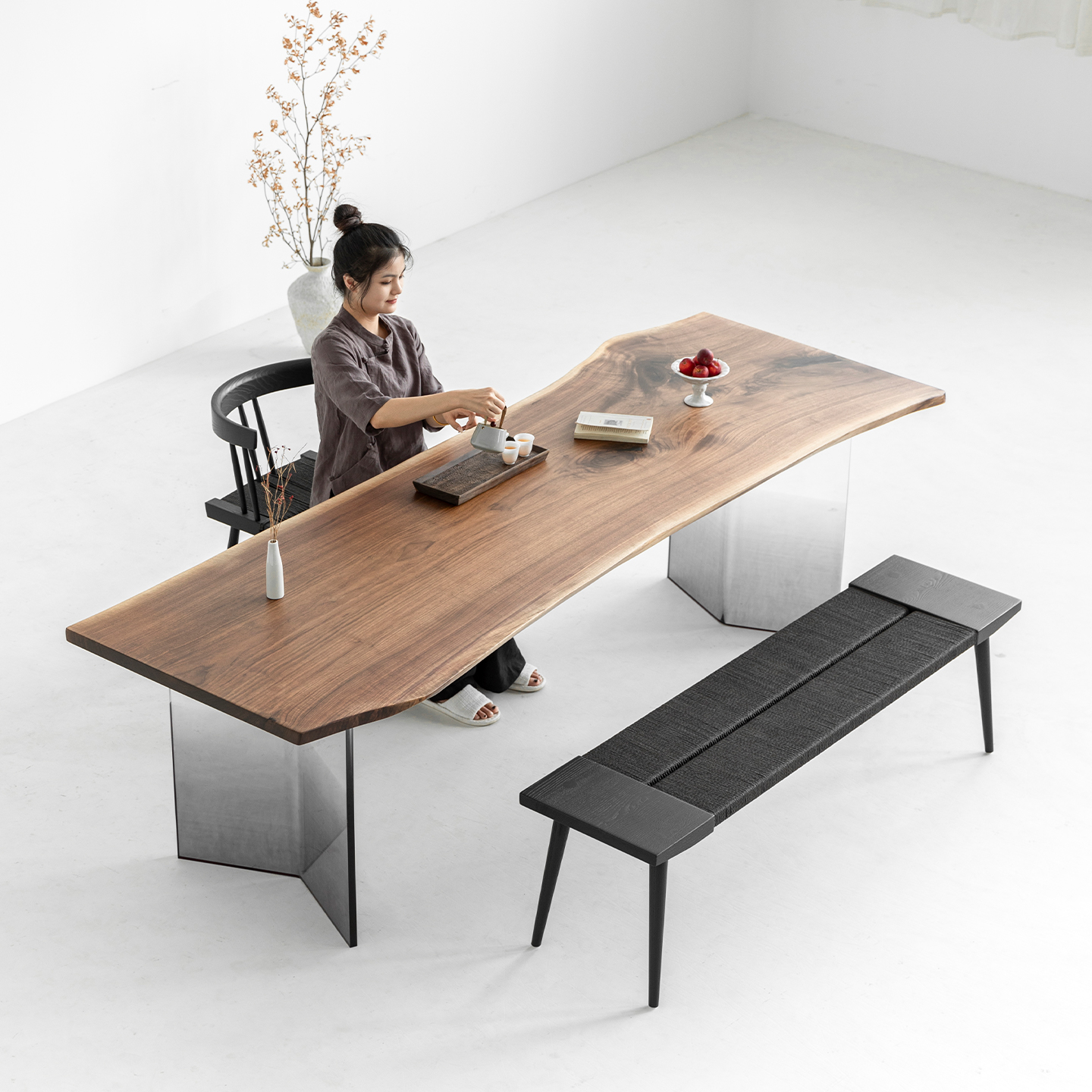 北美黑胡桃木实木茶桌