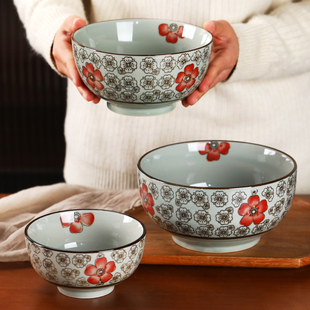 日式和风家用吃饭碗釉下彩大容量陶瓷6/7英寸面碗汤碗大碗加厚碗