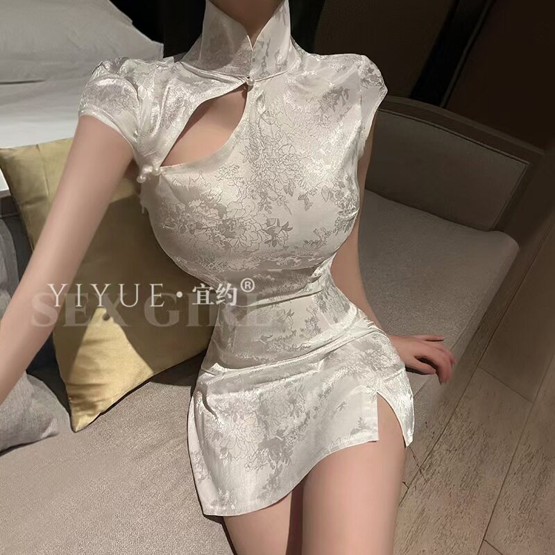 新中式ol性感旗袍裙睡衣纯欲制服情调趣味内衣诱惑开叉高级感睡裙