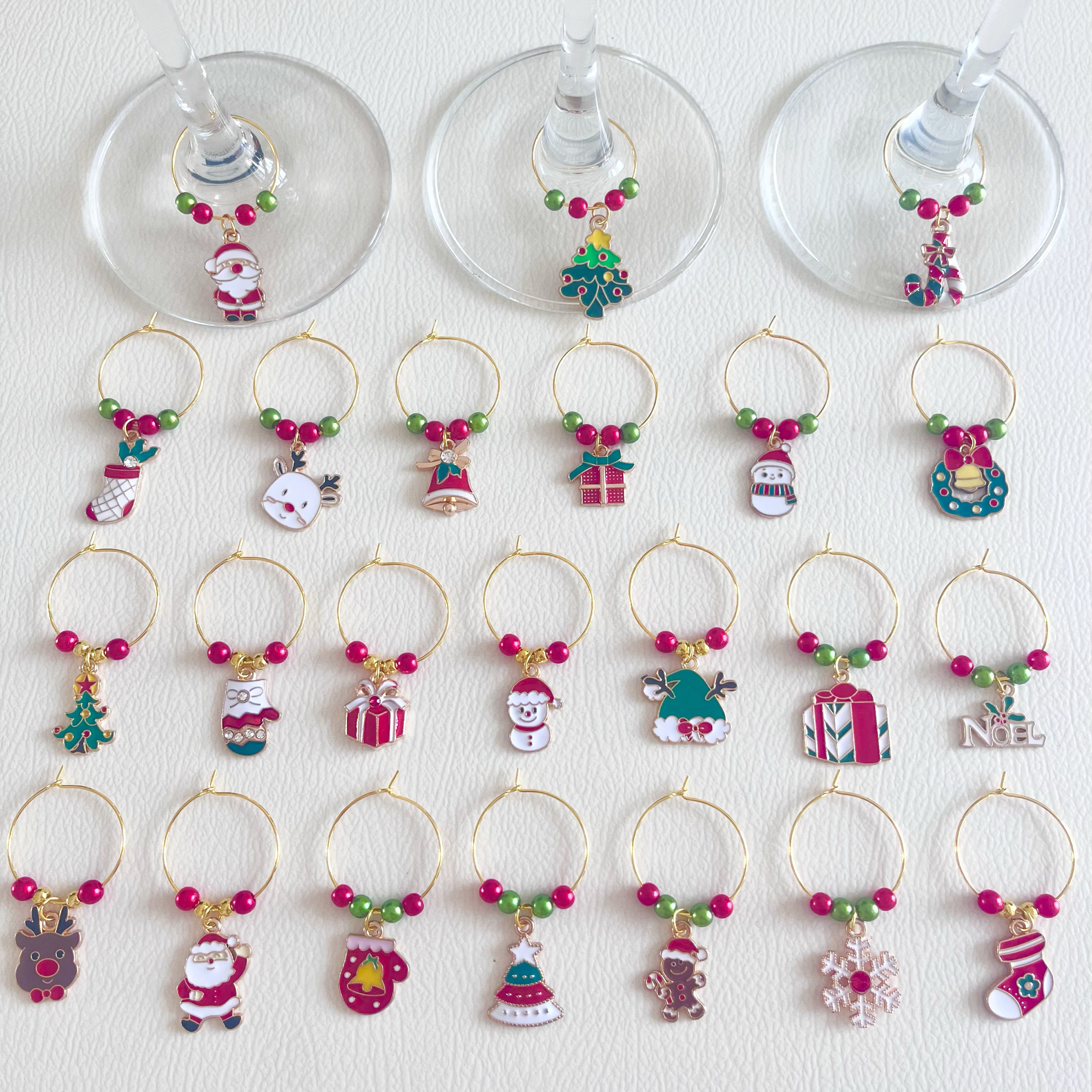 圣诞节红酒杯装饰品挂件派对礼物个性水杯区分标记宴会水杯识别器