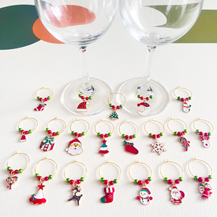 圣诞节红酒杯装饰品挂件派对礼物个性水杯区分标记宴会水杯识别器