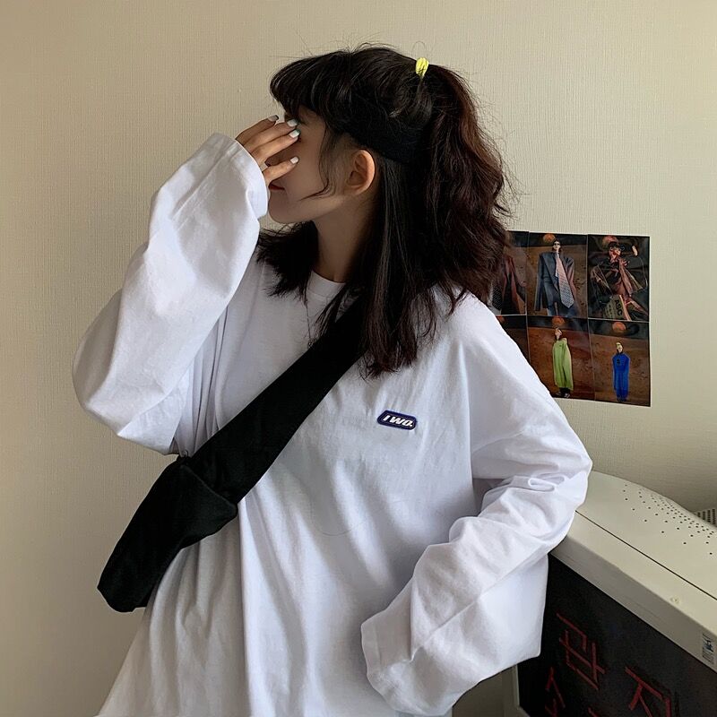 Real 3D Leather Badge long sleeve T-shirt for women 2021