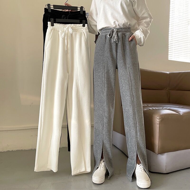 Corduroy composite Plush casual pants for women