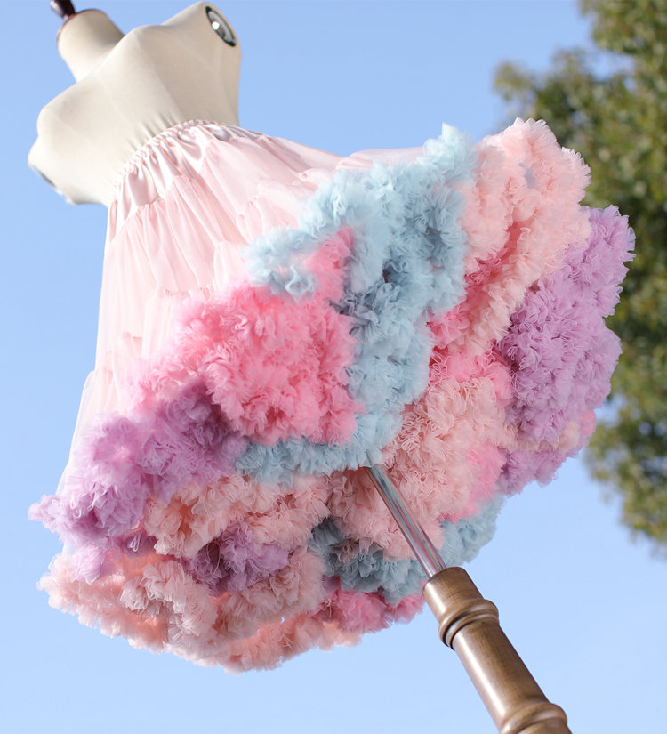 裙撑lolita彩虹云朵洛丽塔纱裙超蓬暴力软纱无骨衬裙蓬蓬cosplay
