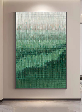 现代抽象玄关装饰画简约客厅沙发背景墙挂画北欧绿色晶瓷入户壁画