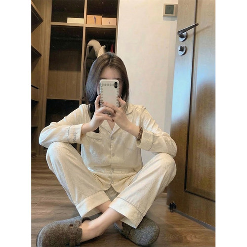 沐染家女士轻奢缎面冰丝睡衣女