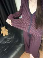 Muranjia Korean style simple and casual striped pajamas for women's autumn soft and comfortable long-sleeved and long-pants home wear set thumbnail 3