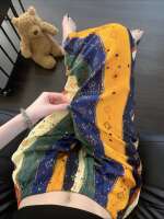 Muranjia's retro and niche design of contrasting cotton and silk pajama pants for women in summer is loose and comfortable, suitable for home use in large sizes thumbnail 5