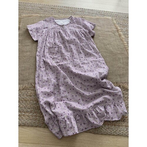 沐染家法式甜美碎花短袖睡裙女