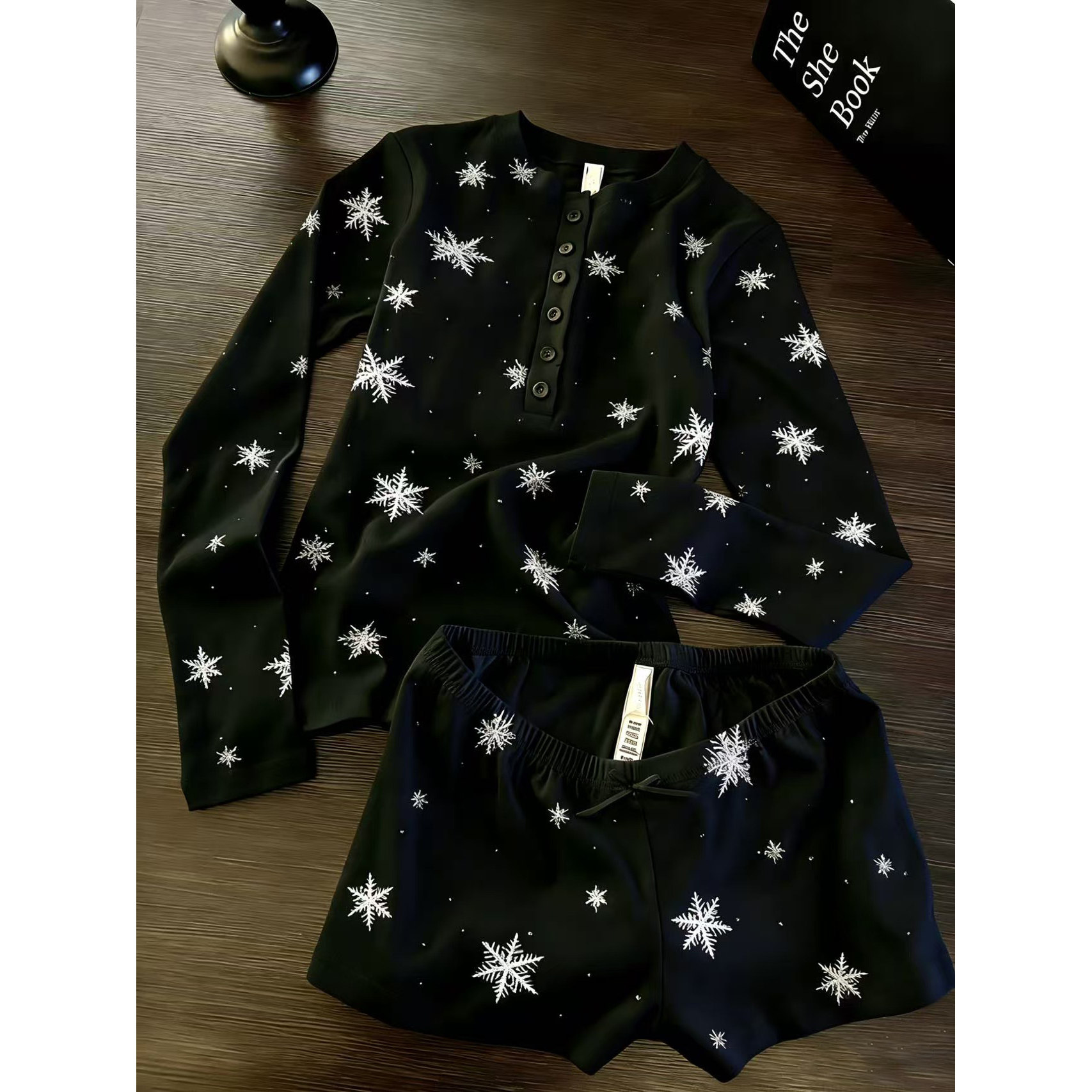 少女甜美雪花睡衣女春秋款2026年新款简约休闲长袖短裤家居服套装,女士内衣/男士内衣/家居服,睡衣/家居服套装,淘宝优惠券,粉丝福利购,淘宝优惠卷