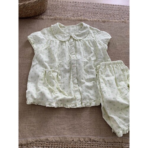 少女甜美波点印花娃娃领睡衣女夏