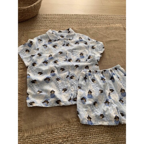 夏天可爱小狗印花短袖睡衣女新款