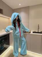 Muranjia Soft and fluffy thickened rabbit ear coral fleece pajamas Women's winter skin-friendly and warm home wear set thumbnail 4