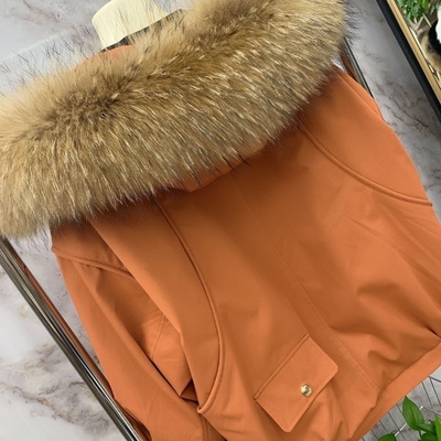 短款派克服小个子可拆卸真毛内胆毛领时尚小精灵冬季皮草派克服