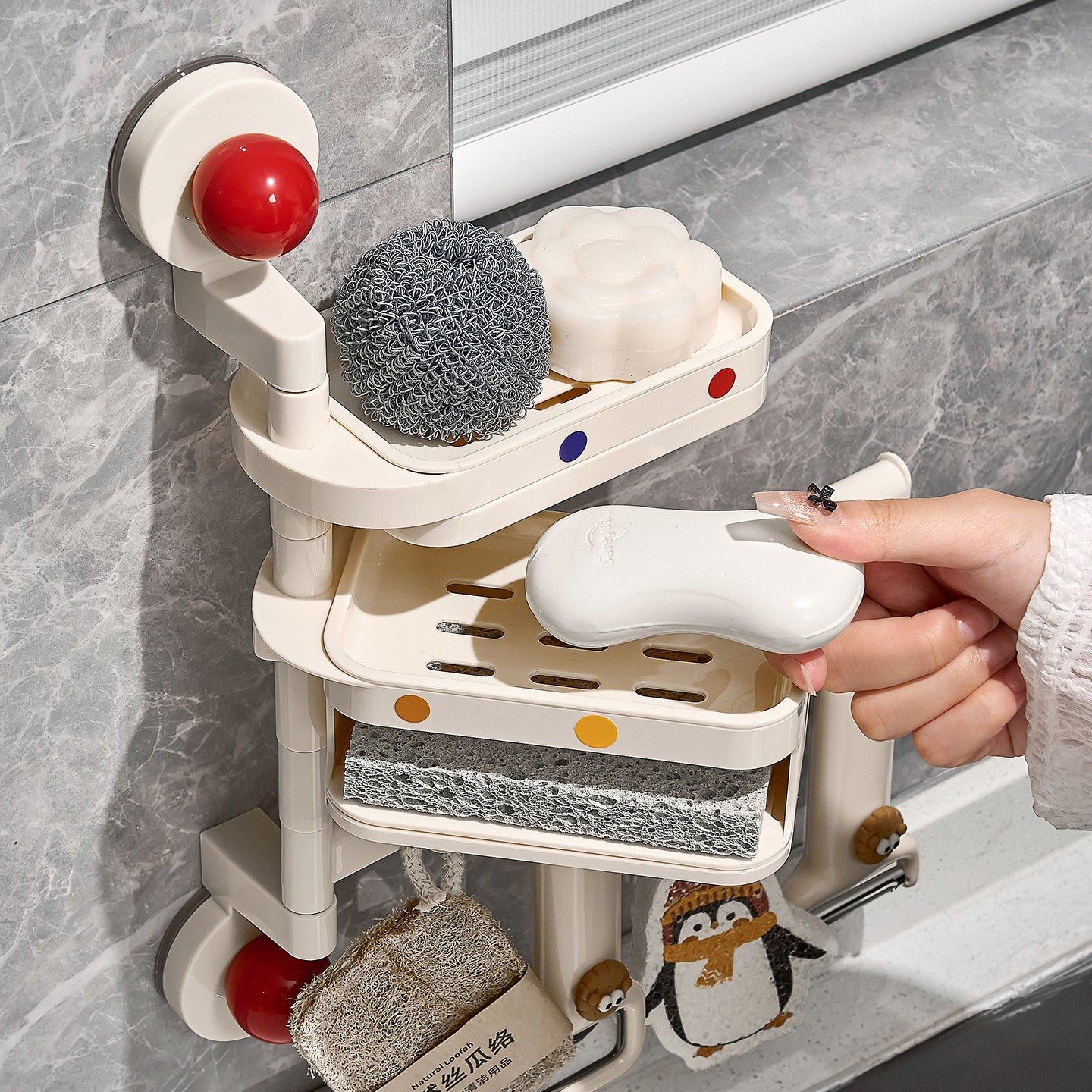 免打孔抹布架壁挂式多层收纳架吸盘厨房置物架储物神器壁挂香皂盒,厨房/烹饪用具,抹布架/厨房清洁收纳架,淘宝优惠券,粉丝福利购,淘宝优惠卷