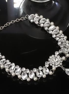 首饰风个性网红女欧美镶钻珍珠项链新款夸张时尚婚纱礼服晚宴配饰