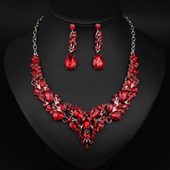 水晶项链耳环套装 跨境电商热卖 欧美时尚 新娘婚礼首饰女饰品锁骨链