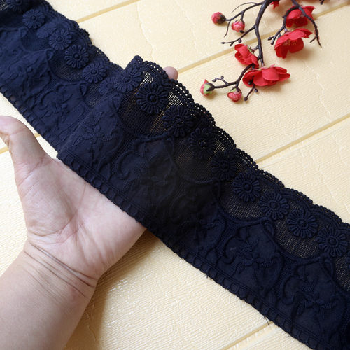 藏蓝色下摆接边加长10厘米14厘米宽花边服装裙子袖子加宽装饰辅料
