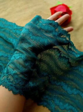 深墨绿色宽22cm裙子下摆蕾丝花边裙摆袖口布料家纺服装辅料DIY