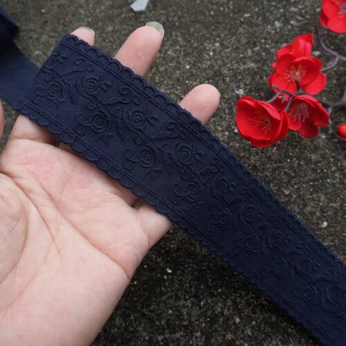 6厘米宽深藏蓝色无弹力棉布花边服装裙子加长加宽不透花边装饰