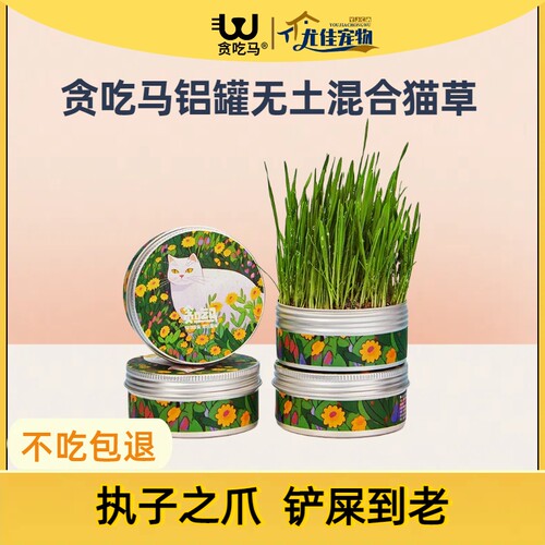 贪吃马营养土猫草懒人混合猫草盒装袋装小麦去毛球营养土猫草零食