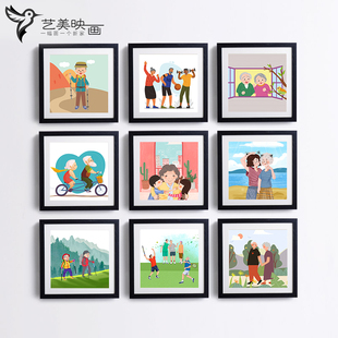 【老年日常11】敬养老院活动中心大学团圆农场饮食运动装饰挂画框