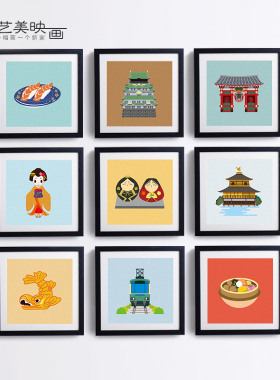 【日本特色手办7】日式著名建筑美食艺伎拉面居酒屋和牛装饰挂画