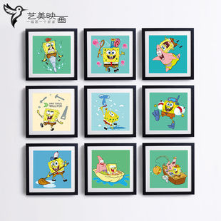 【海绵宝宝Ⅱ】海报卡通动漫装饰画 墙画挂画 实木画框有框画