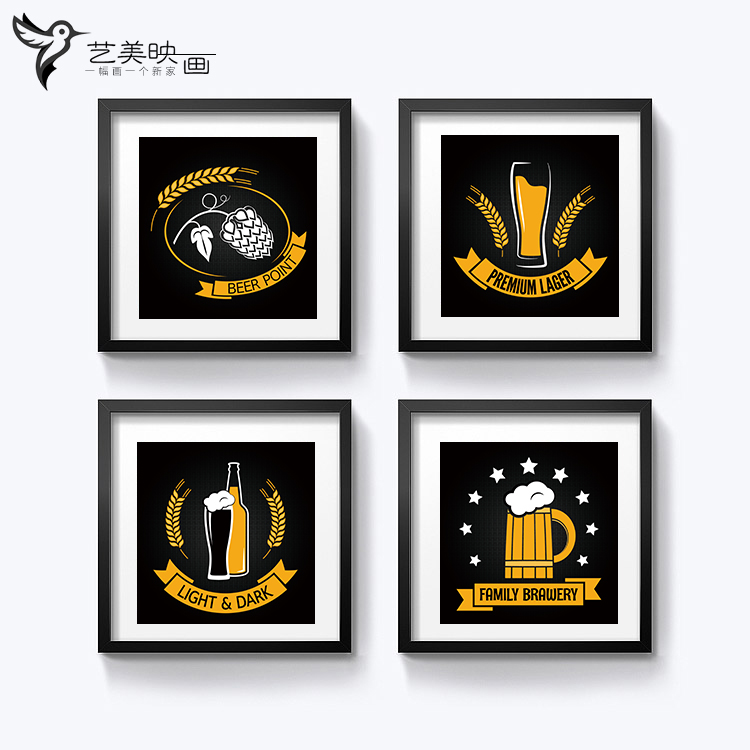 【啤酒小麦】个性创意酒吧装饰挂画音乐网吧餐厅背景照片墙有框图片