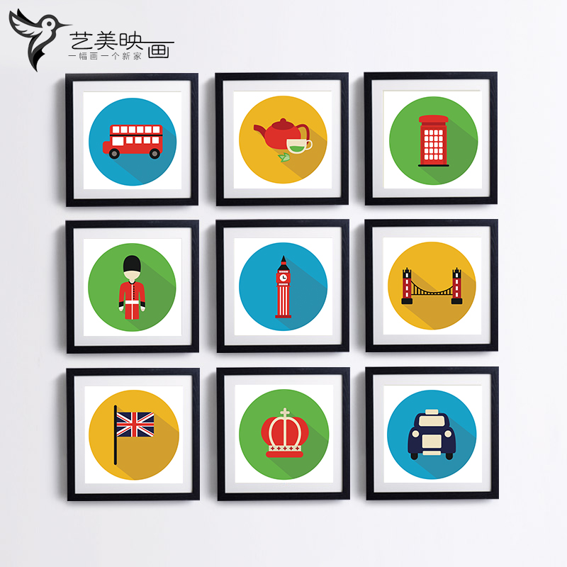 【伦敦元素】西餐厅英国伦敦客厅卧室装饰画简约挂画酒吧欧式墙画图片