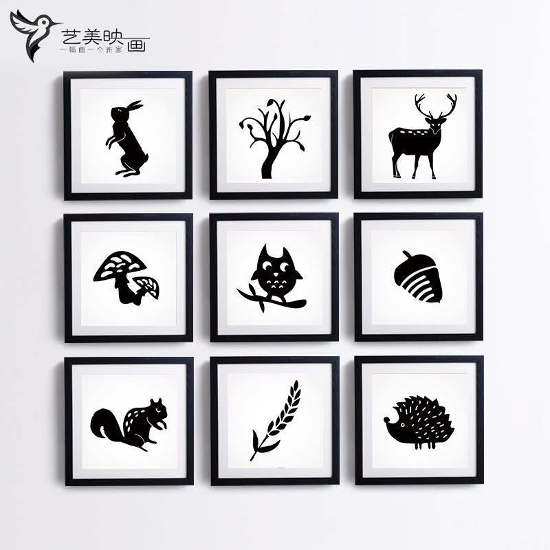 【森林动植物】北欧小清新有框挂画餐厅装饰画客厅卧室墙壁画