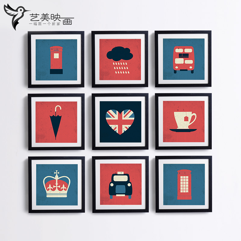 【复古英伦】西餐厅英国风情伦敦客厅卧室装饰画挂画酒吧欧式墙画图片