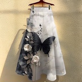百搭裙 半身裙高腰印花半身裙时尚 时尚 大摆裙气质复古半裙夏季 厚款
