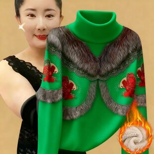 洋气内搭长袖 加绒加厚打底衫 女装 遮肚子大码 T恤上衣 女冬保暖时尚