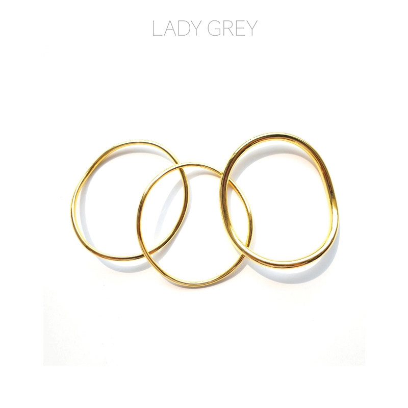 美国lady grey铜镀18k金多圈手箍手镯个性夸张饰品小众设计感现货