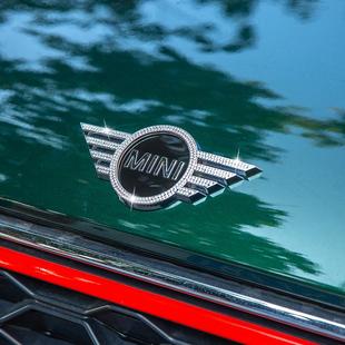 适用于宝马电动mini cooper J01 改装镶钻前标贴cooper车标装饰贴