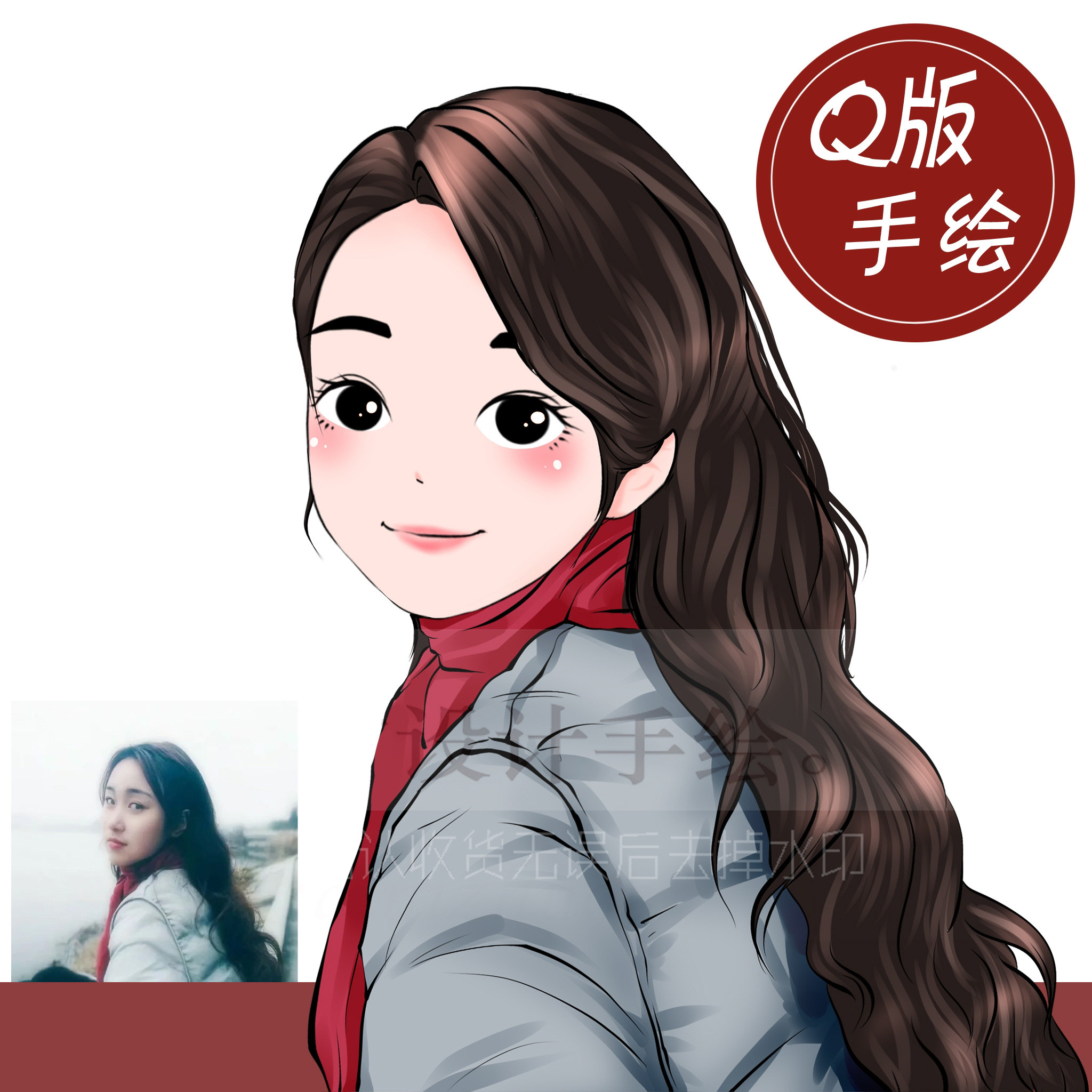 【大眼Q版】头像约稿婚礼人物请柬设计手绘漫画卡通喜帖情侣插画
