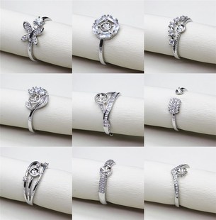 DIY配件 天然珍珠镀白金戒指 指环 空托可调节指环大小配圆珠扁珠