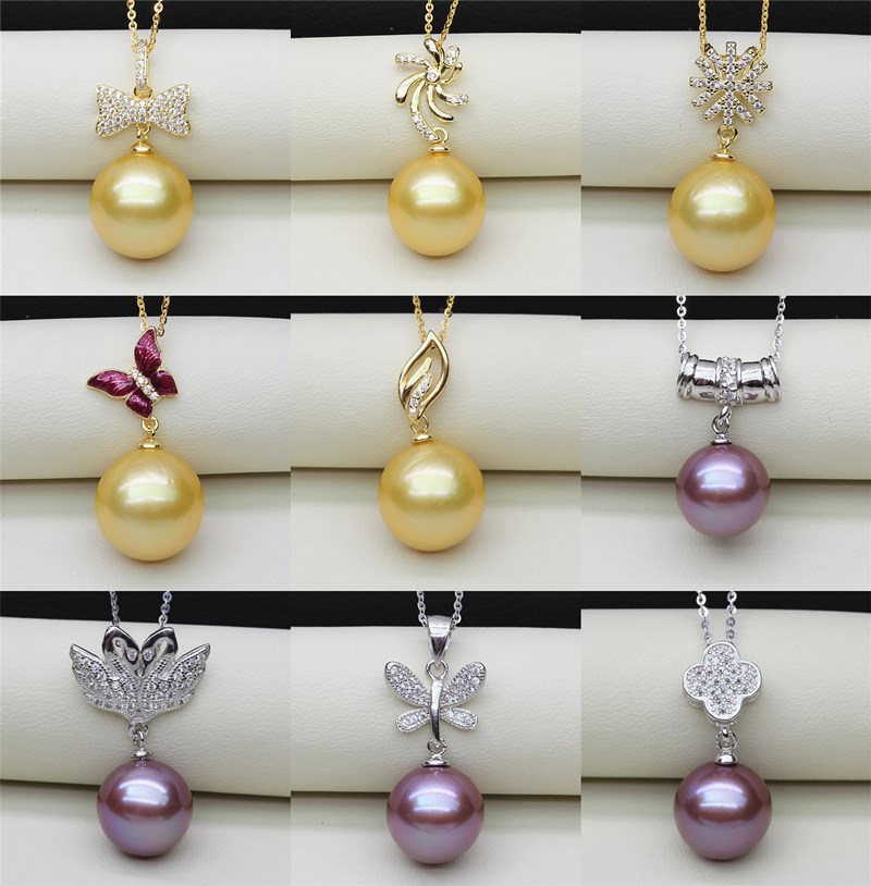 DIY珍珠镀白金吊坠项链半成品