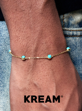 KREAM 925银镀金绿松元素手链男嘻哈女欧美潮流高级感百搭时尚