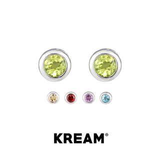 天然橄榄石耳钉男嘻哈女同款 情侣潮流耳饰黄紫水晶 纯银 KREAM