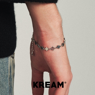 十字手链男女同款 嘻哈潮流情侣高级感手饰 通体925纯银 KREAM