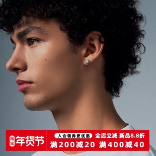 KREAM S925纯银莫桑小白钻耳钉男嘻哈女同款百搭锆石