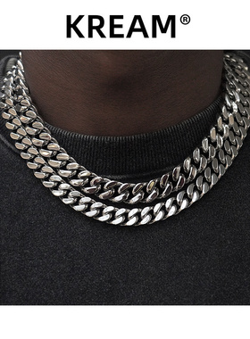 KREAM 高品质 45cm古巴锁骨颈项链cuban link立体切割 嘻哈choker