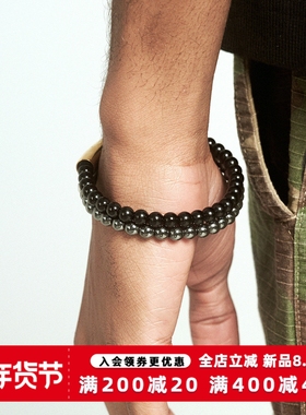 KREAM 黑玛瑙/黑胆石圆珠手链男欧美潮流手环简约礼物 bracelet