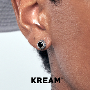 KREAM 黑锆石耳钉男嘻哈女欧美潮流耳饰 925银